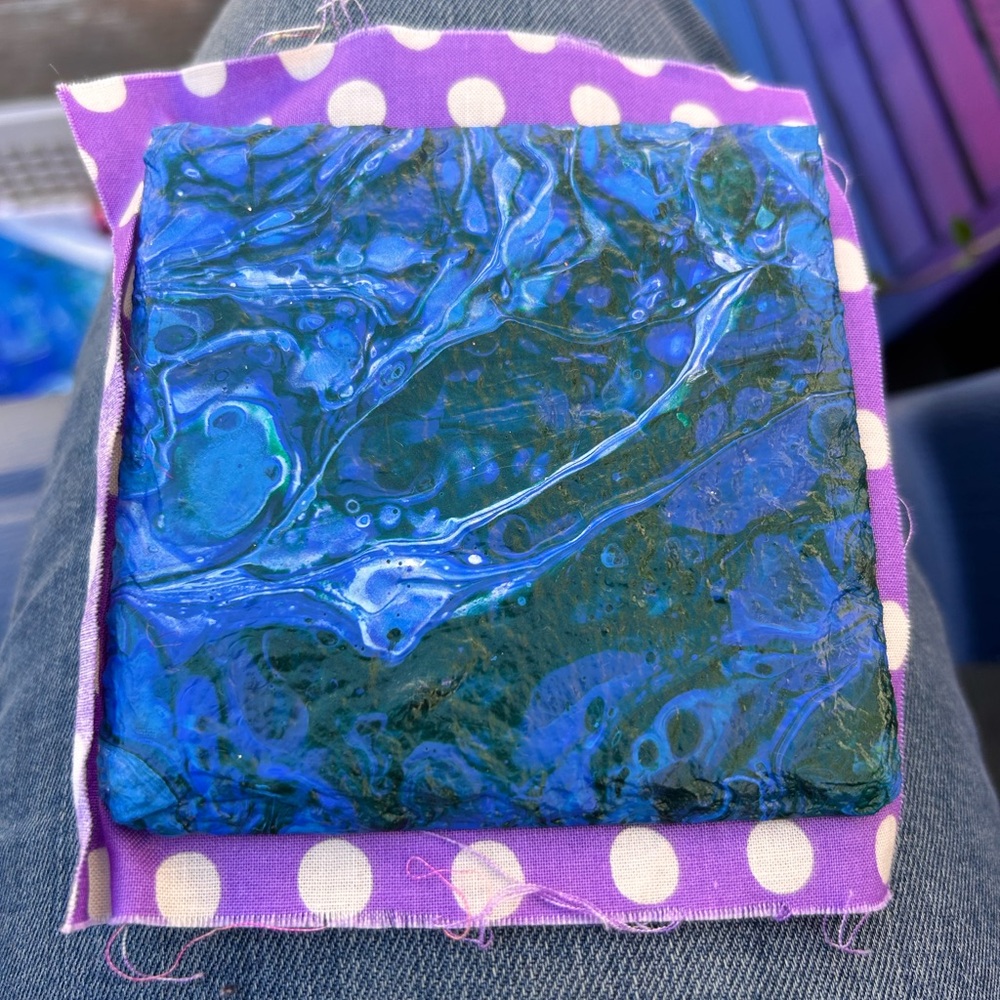 “Aurora Current” Handmade Granite Coaster Set (unfinished bottoms)